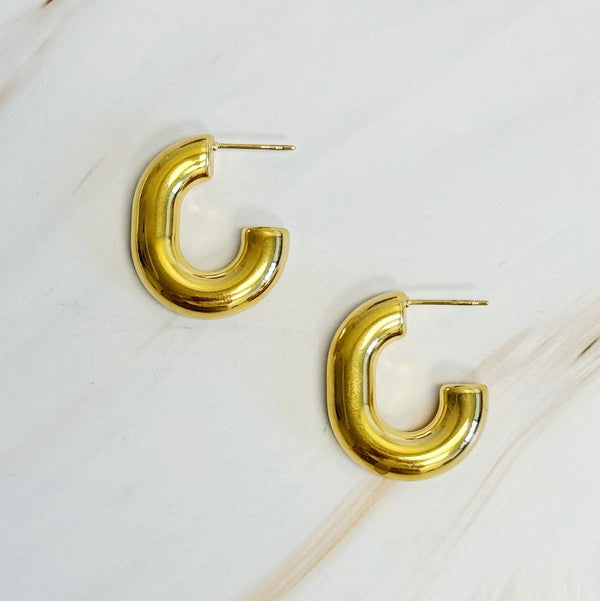 Golden Object Oval Hoop Earrings